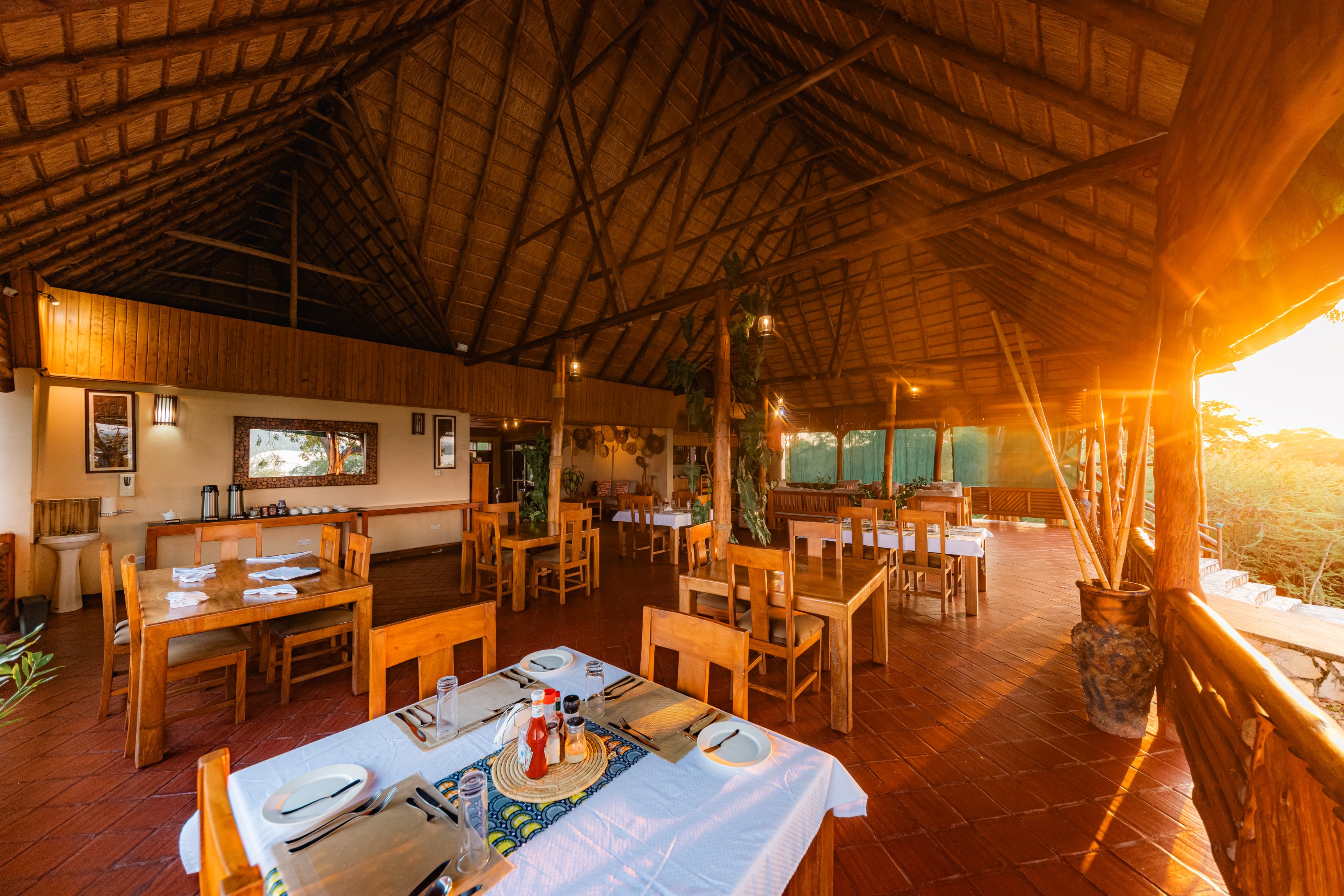 Luxury lodge view at sunset
